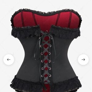 Black & Red Lace-Up Bustier Corset Top